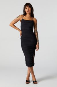 Mesh Ruched Midi Dress sold by Urban Planet