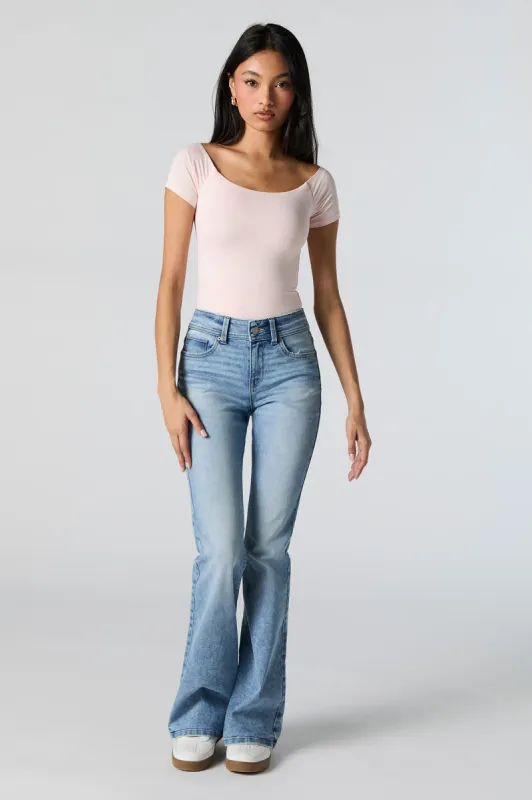 Austin Medium Vintage Wash Low Rise Flare Jean sold by Urban Planet