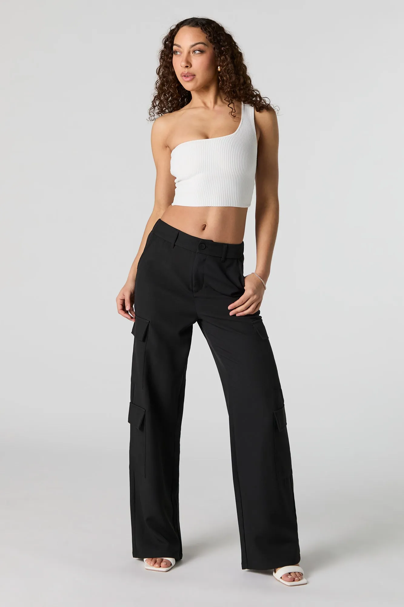 Ribbed One Shoulder Crop Top sold by Urban Planet product image thumbnail 3
