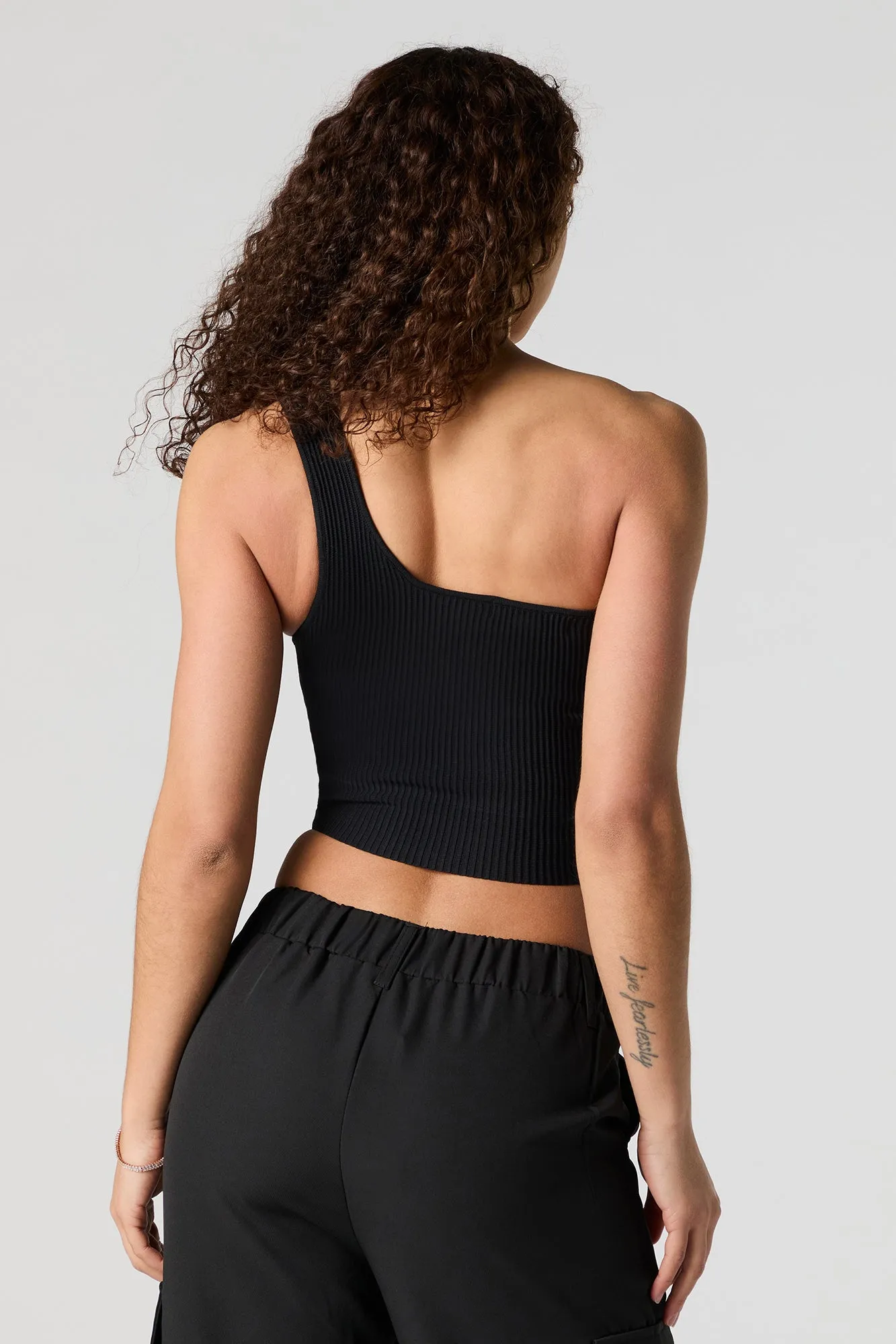 Ribbed One Shoulder Crop Top sold by Urban Planet product image thumbnail 5
