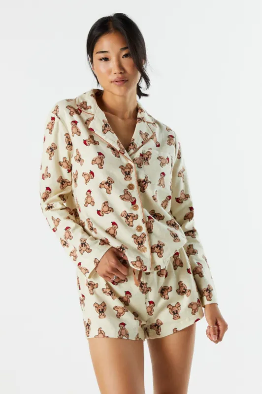 Printed Flannel Pajama Short sold by Urban Planet