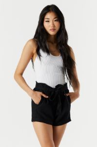 Linen Belted Paperbag Short sold by Urban Planet