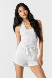 Linen Belted Paperbag Short sold by Urban Planet