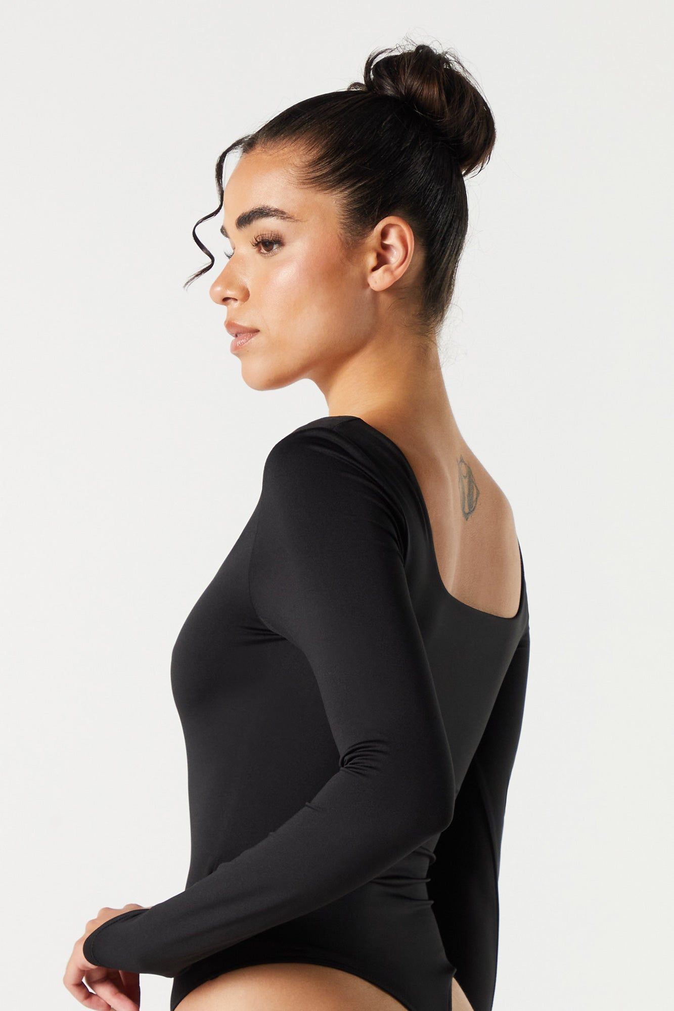 Solid Contour Square Neck Long Sleeve Bodysuit sold by Urban Planet product image thumbnail 4
