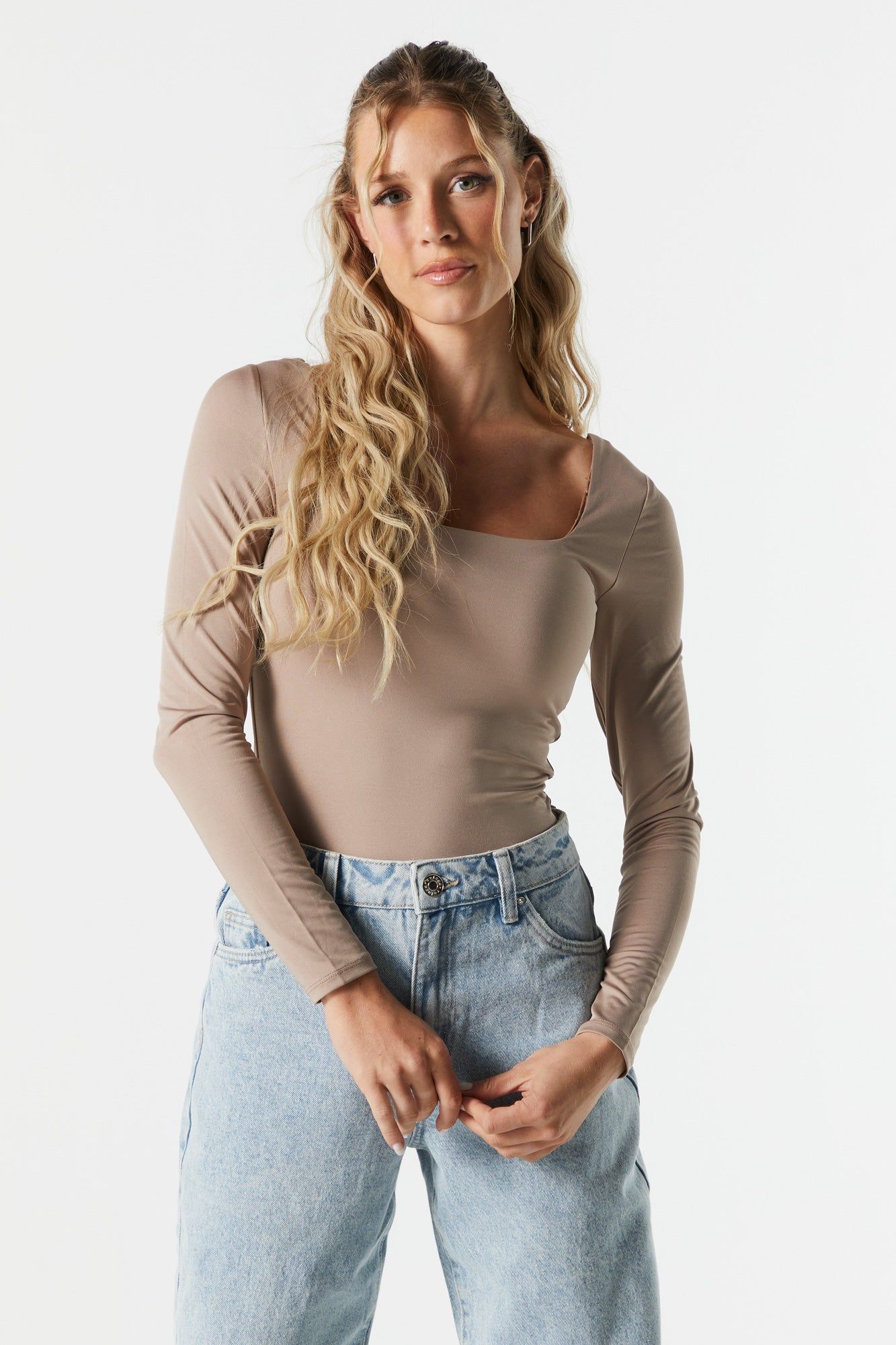 Solid Contour Square Neck Long Sleeve Bodysuit sold by Urban Planet product image thumbnail 11