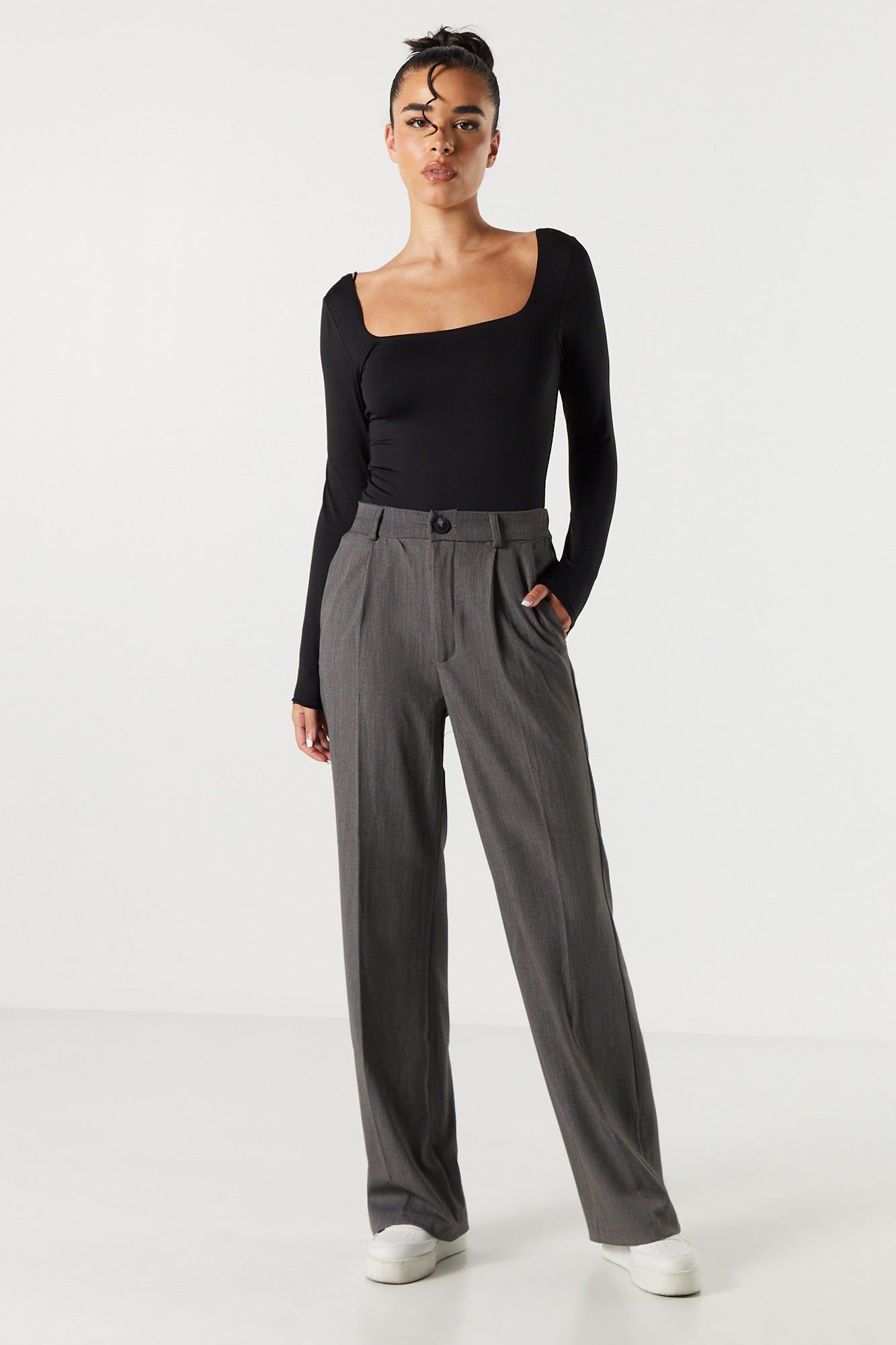 Solid Contour Square Neck Long Sleeve Bodysuit sold by Urban Planet product image thumbnail 5