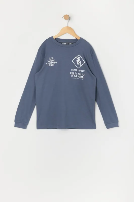 Boys Skate Safely Graphic Long Sleeve Top sold by Urban Planet