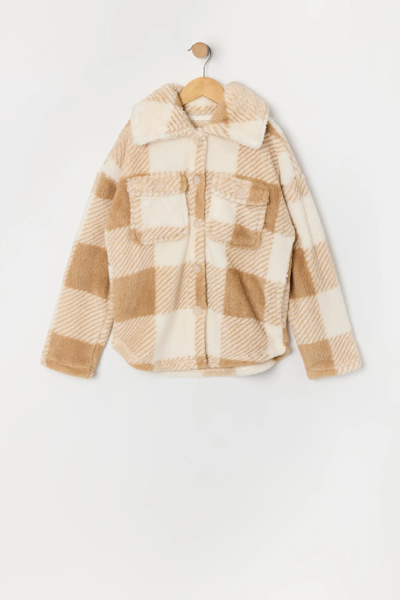 Blouson-chemisier en Sherpa à carreaux pour fille sold by Urban Planet product image thumbnail 3