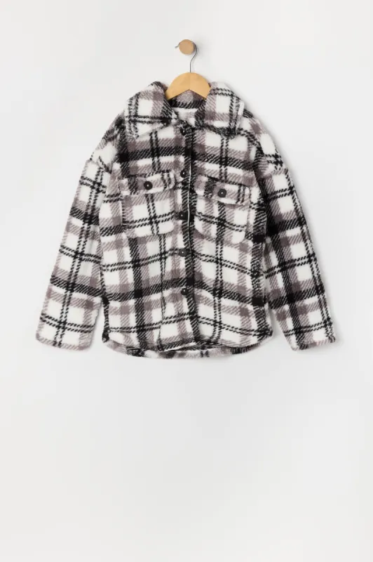 Blouson-chemisier en Sherpa à carreaux pour fille sold by Urban Planet