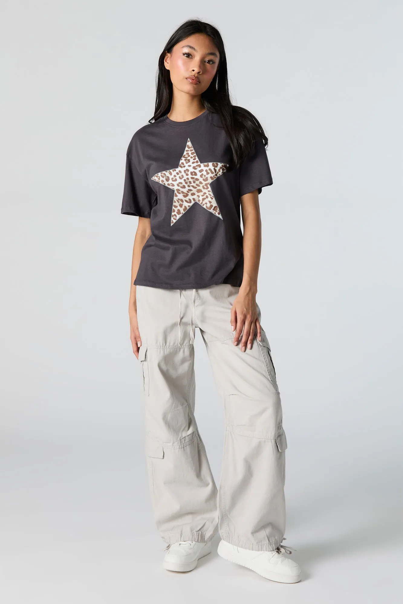 Cheetah Star Graphic Boyfriend T-Shirt sold by Urban Planet product image thumbnail 3