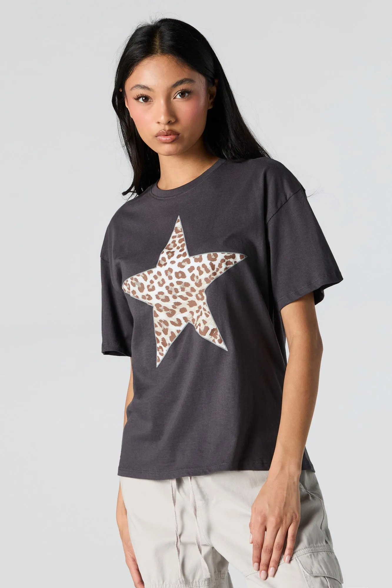 Cheetah Star Graphic Boyfriend T-Shirt sold by Urban Planet
