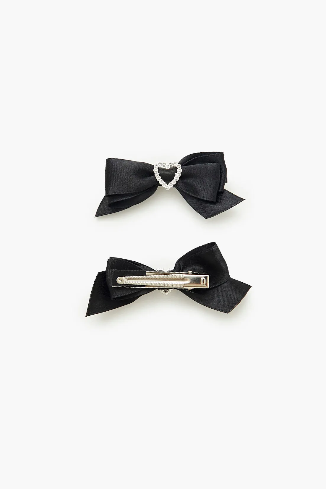 Rhinestone Heart Bow Hair Clip (2 Pcs) sold by Urban Planet product image thumbnail 2