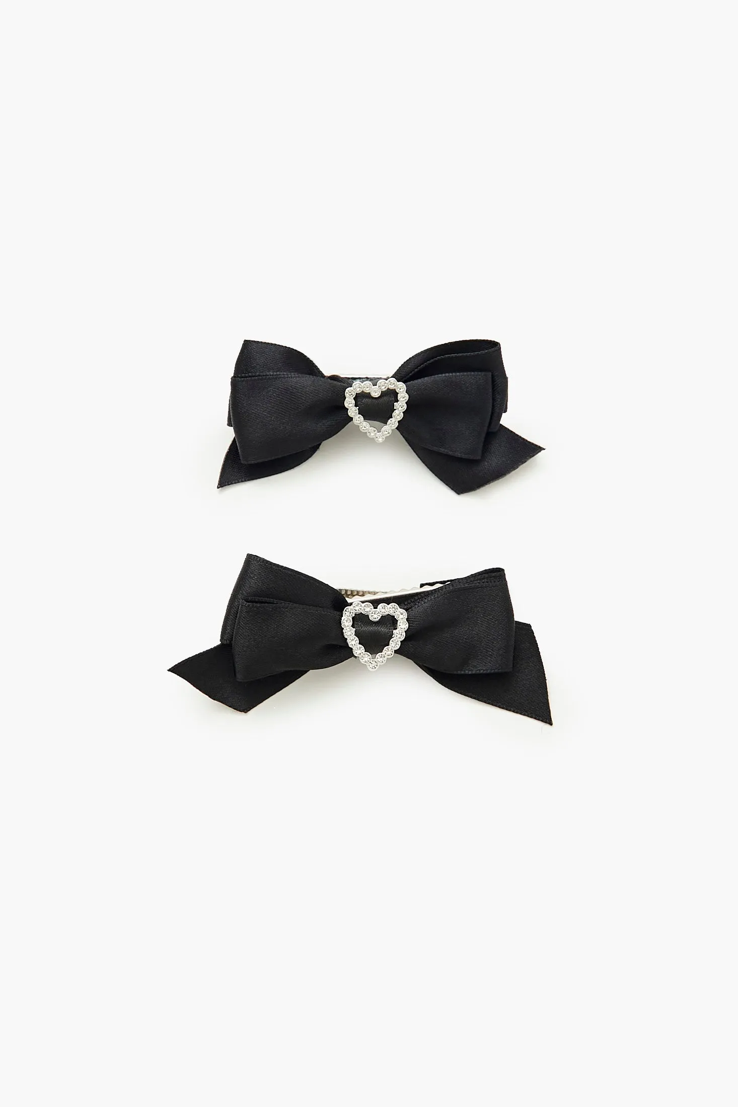 Rhinestone Heart Bow Hair Clip (2 Pcs) sold by Urban Planet