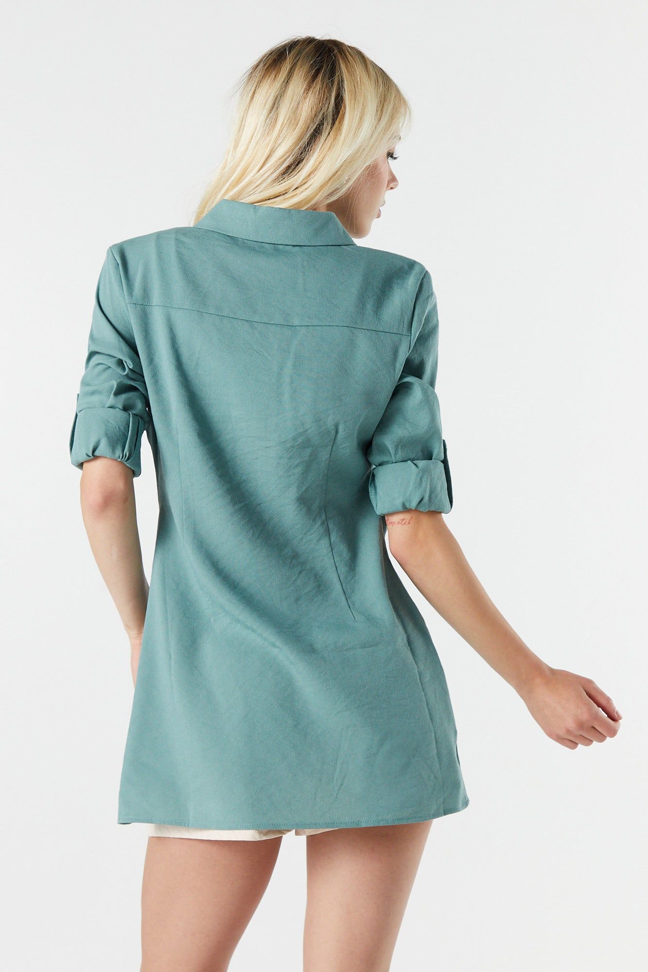 Rolled Sleeve Button-Up Top sold by Urban Planet product image thumbnail 4