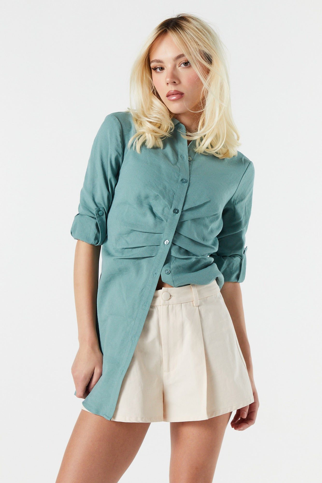 Rolled Sleeve Button-Up Top sold by Urban Planet product image thumbnail 3
