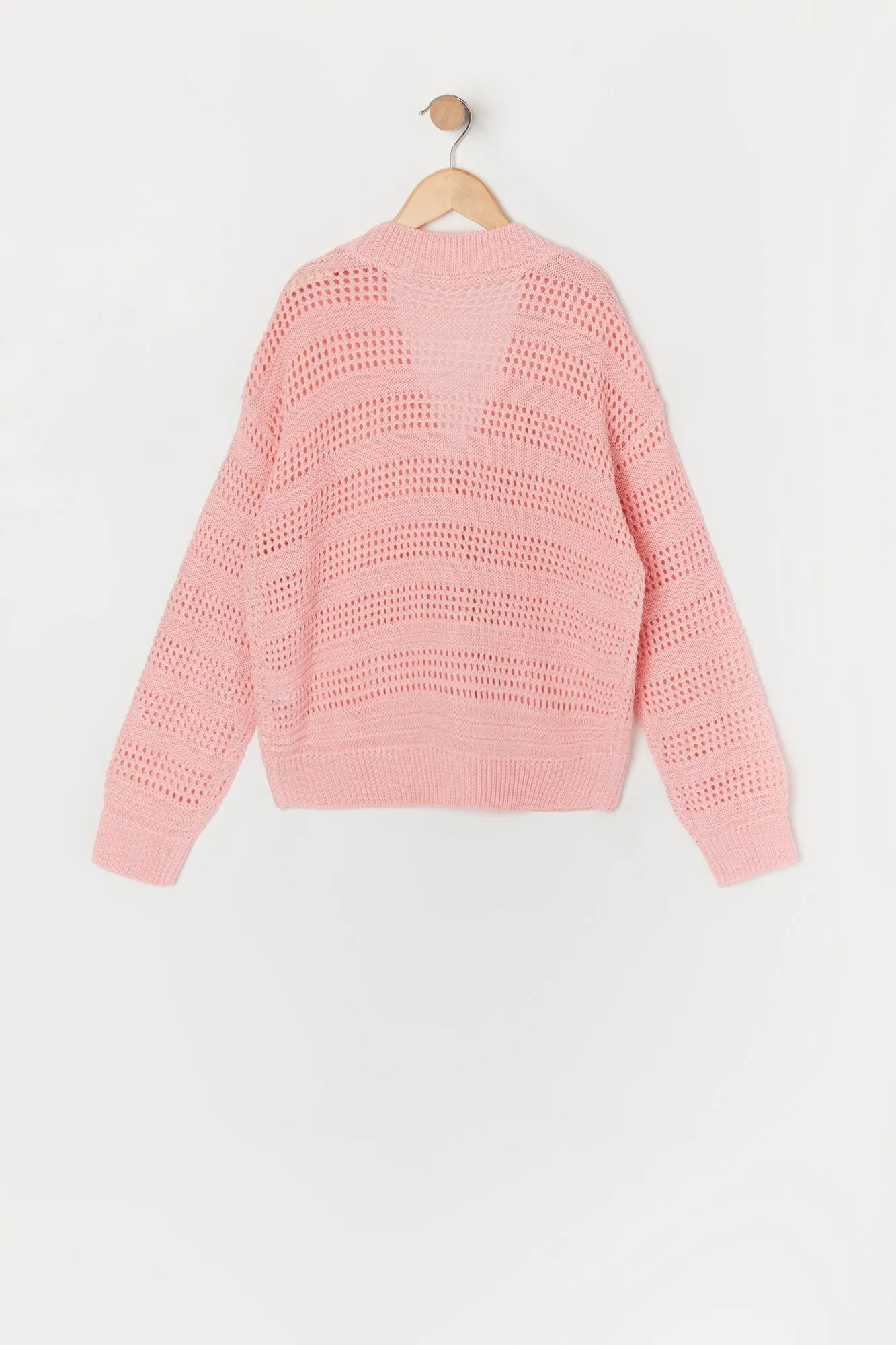 Girls Pink Open Knit Cardigan sold by Urban Planet product image thumbnail 2