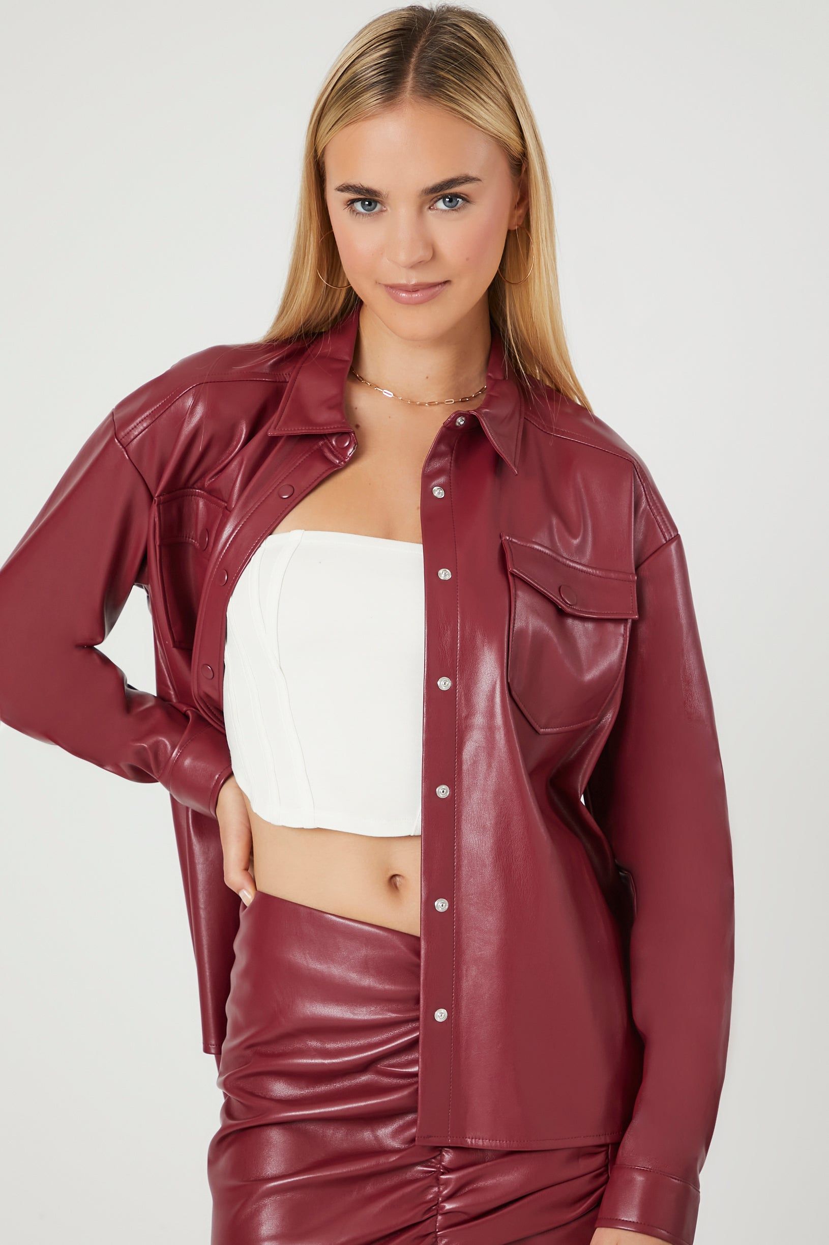 Faux Leather Shacket sold by Urban Planet