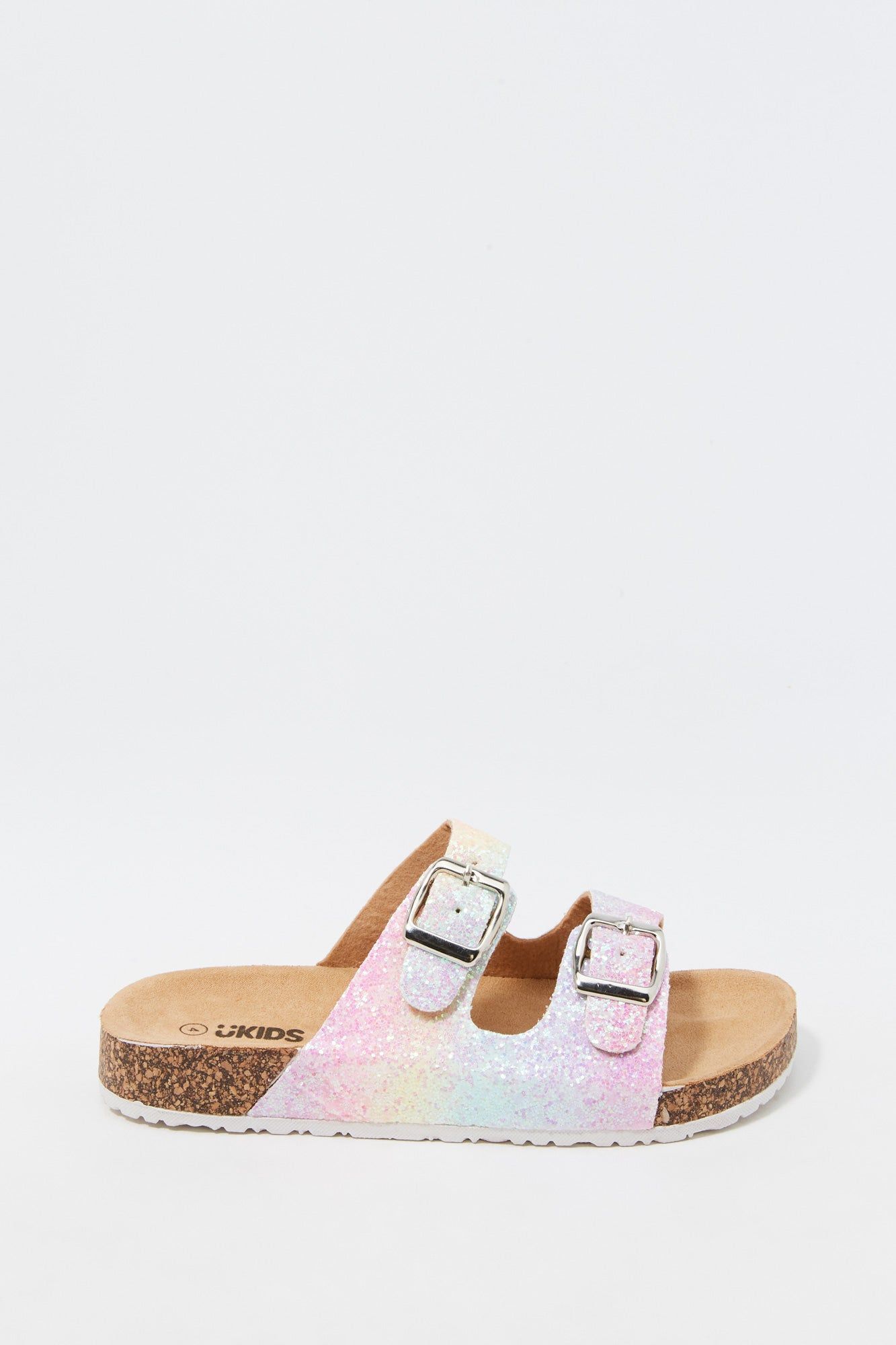 Girls Glitter Rainbow Print Double Buckle Sandal sold by Urban Planet