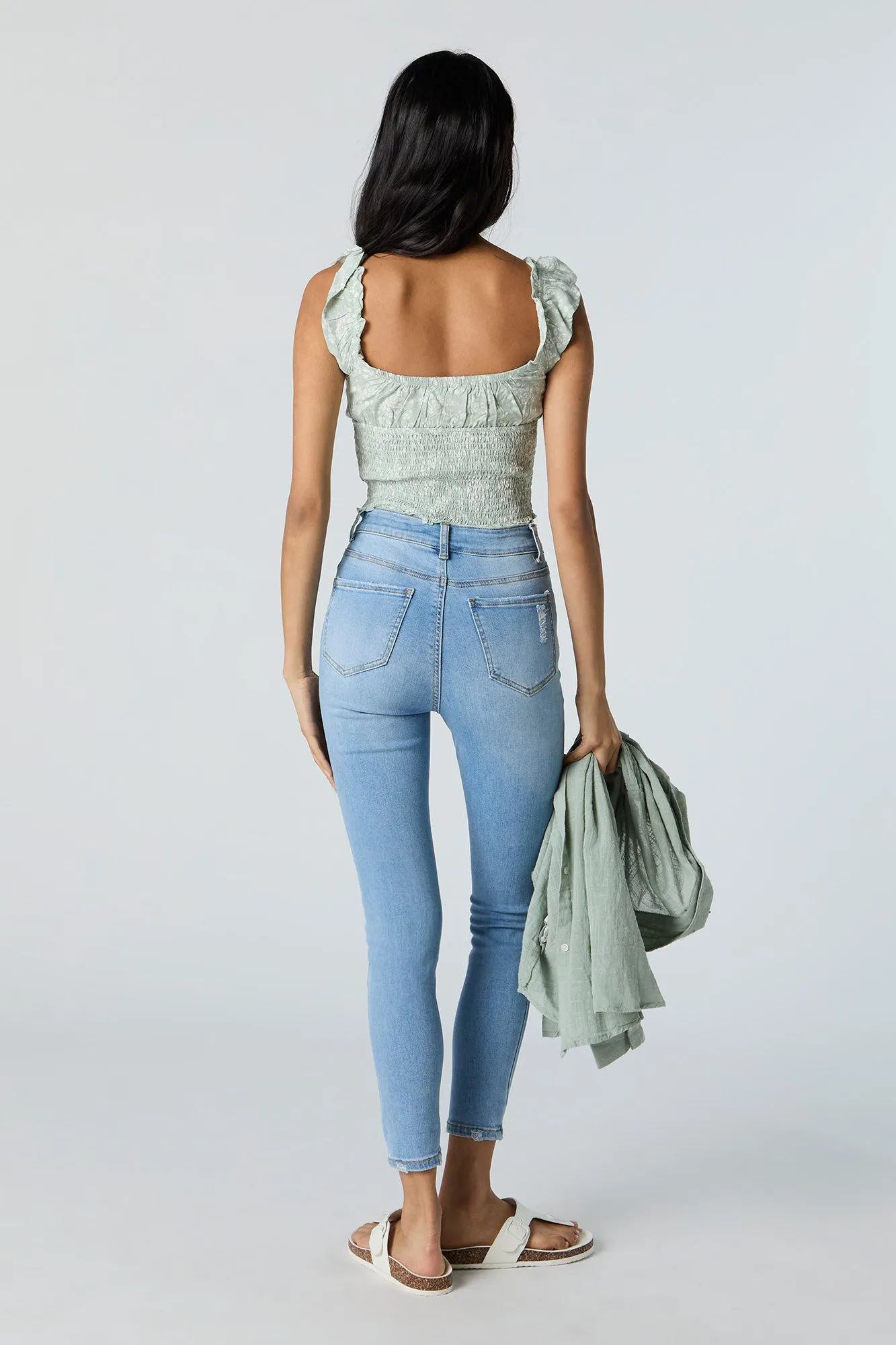 High Rise Distressed Cropped Skinny Jean sold by Urban Planet product image thumbnail 3
