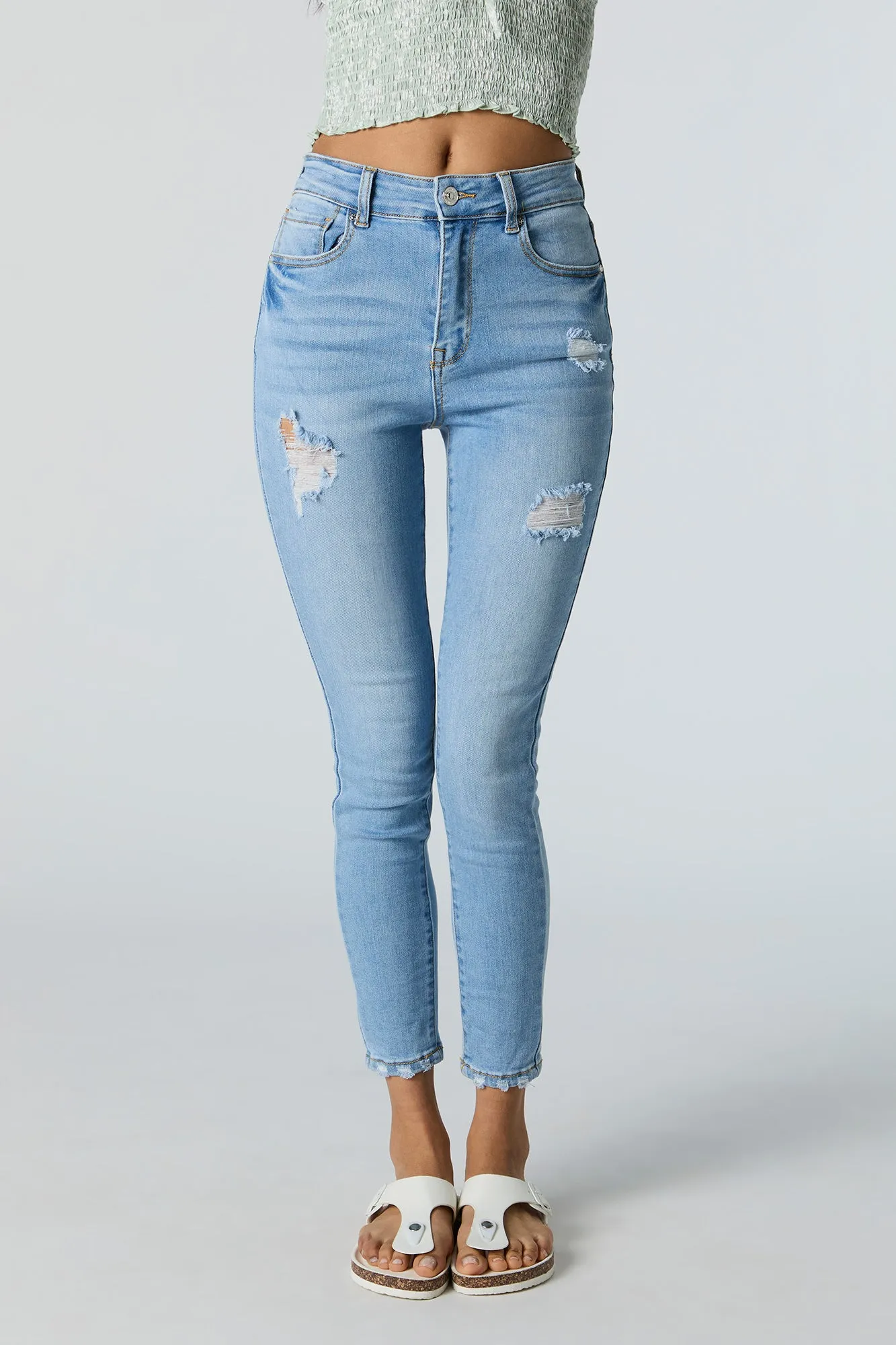 High Rise Distressed Cropped Skinny Jean sold by Urban Planet product image thumbnail 2