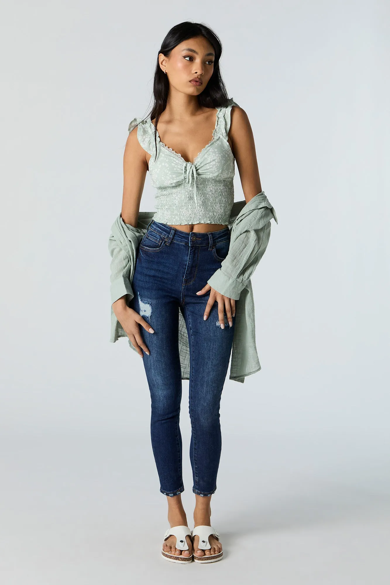 High Rise Distressed Cropped Skinny Jean sold by Urban Planet product image thumbnail 5