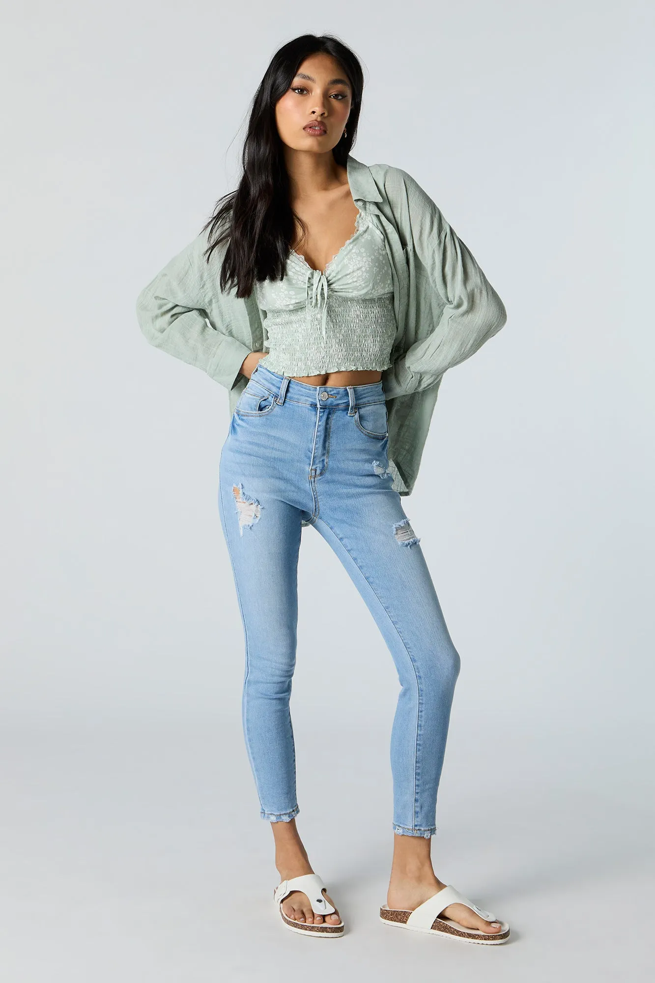 High Rise Distressed Cropped Skinny Jean sold by Urban Planet