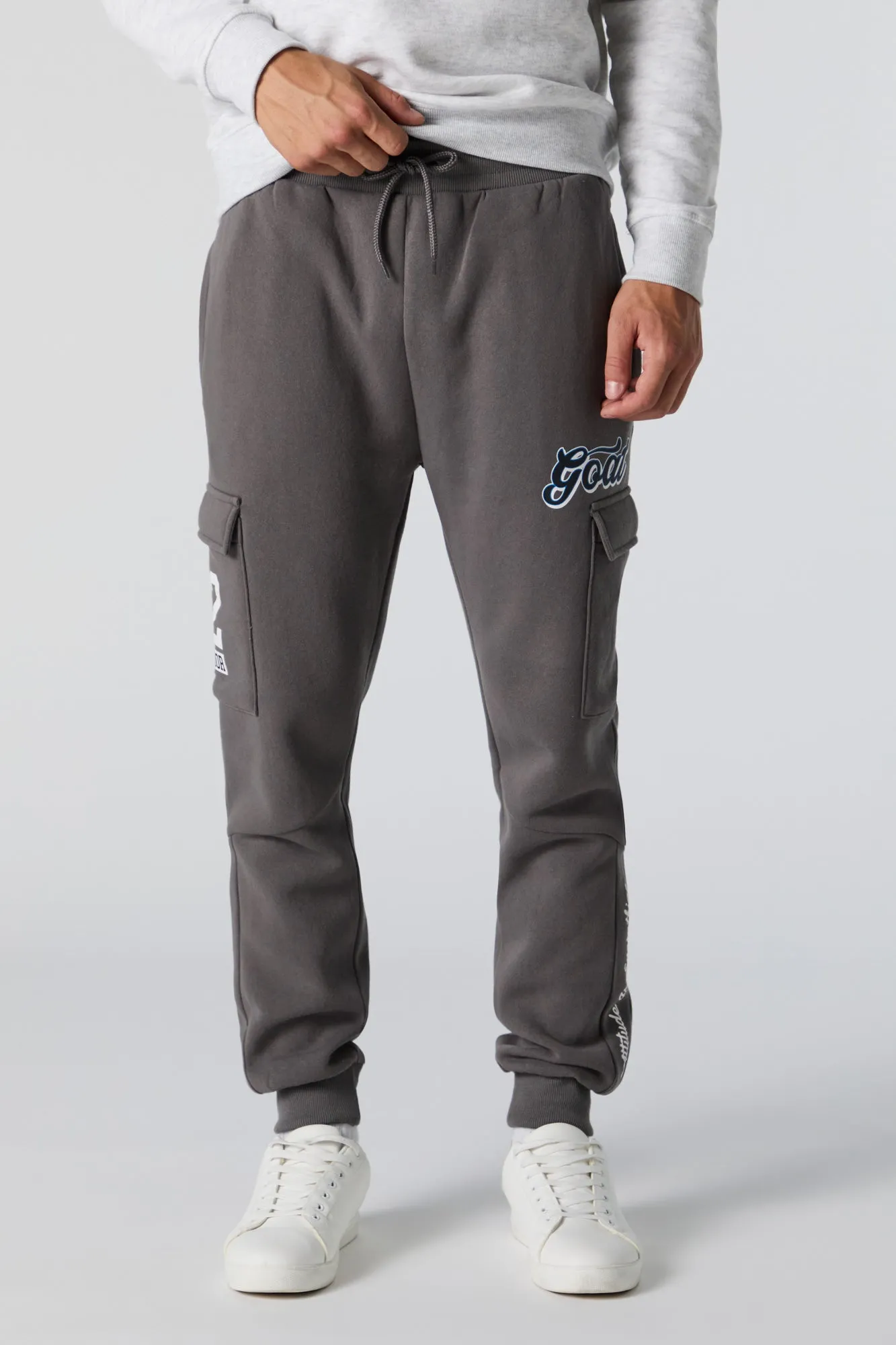 Graphic Fleece Cargo Jogger sold by Urban Planet