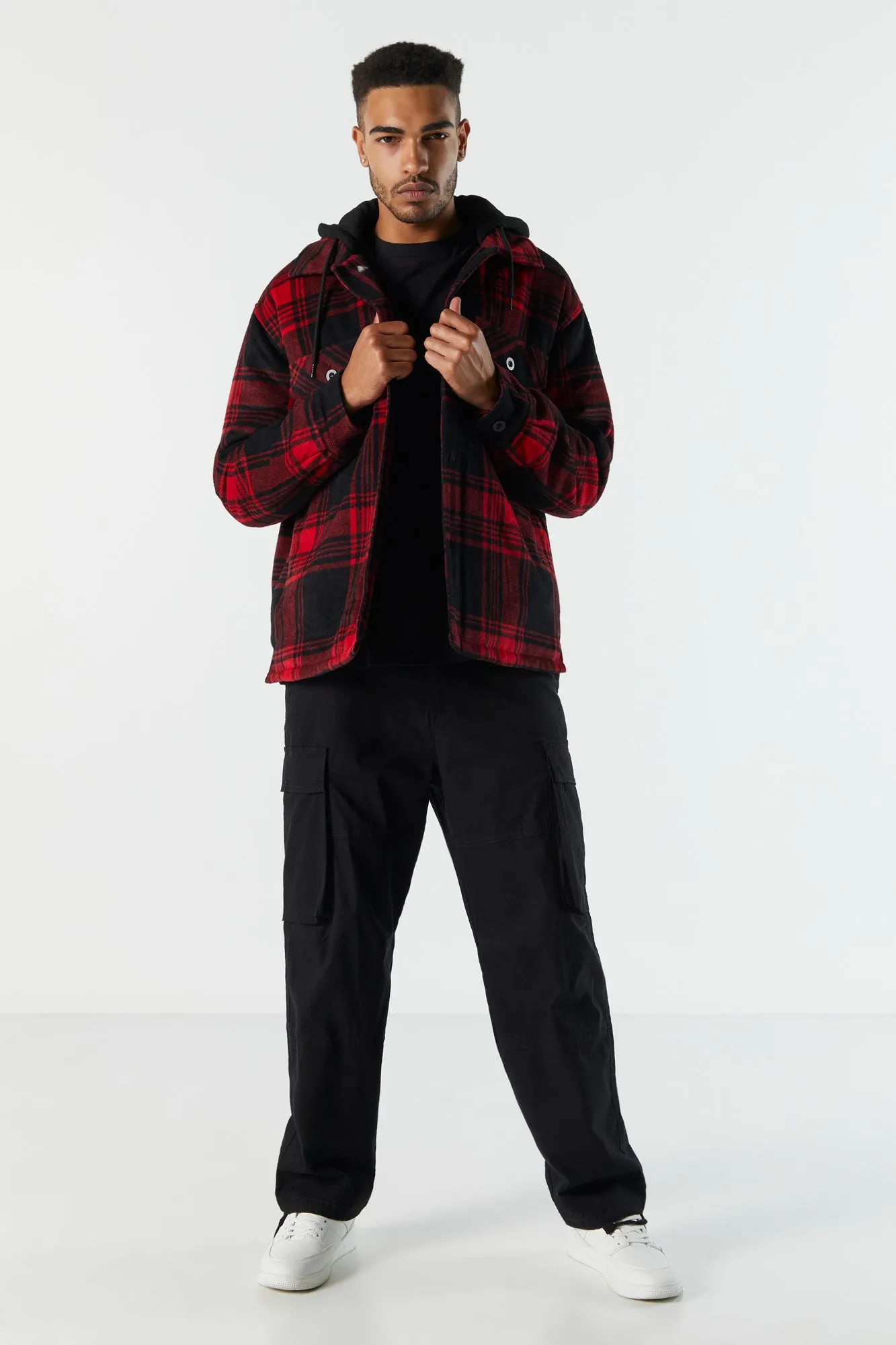 Hooded Plaid Shacket sold by Urban Planet product image thumbnail 3