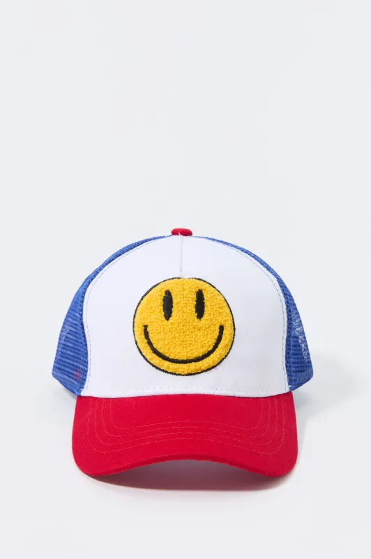 Boys Face Chenille Embroidered Mesh Baseball Hat sold by Urban Planet