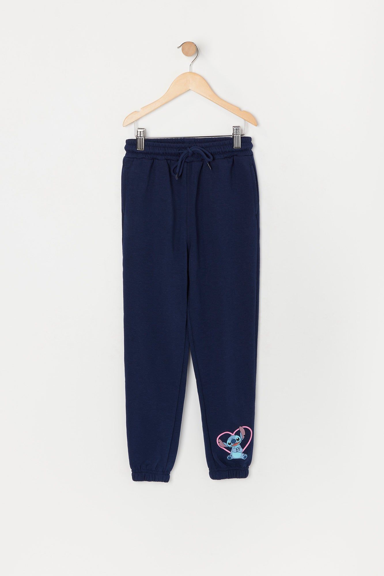 Girls Dark Blue Stitch Graphic Fleece Jogger sold by Urban Planet