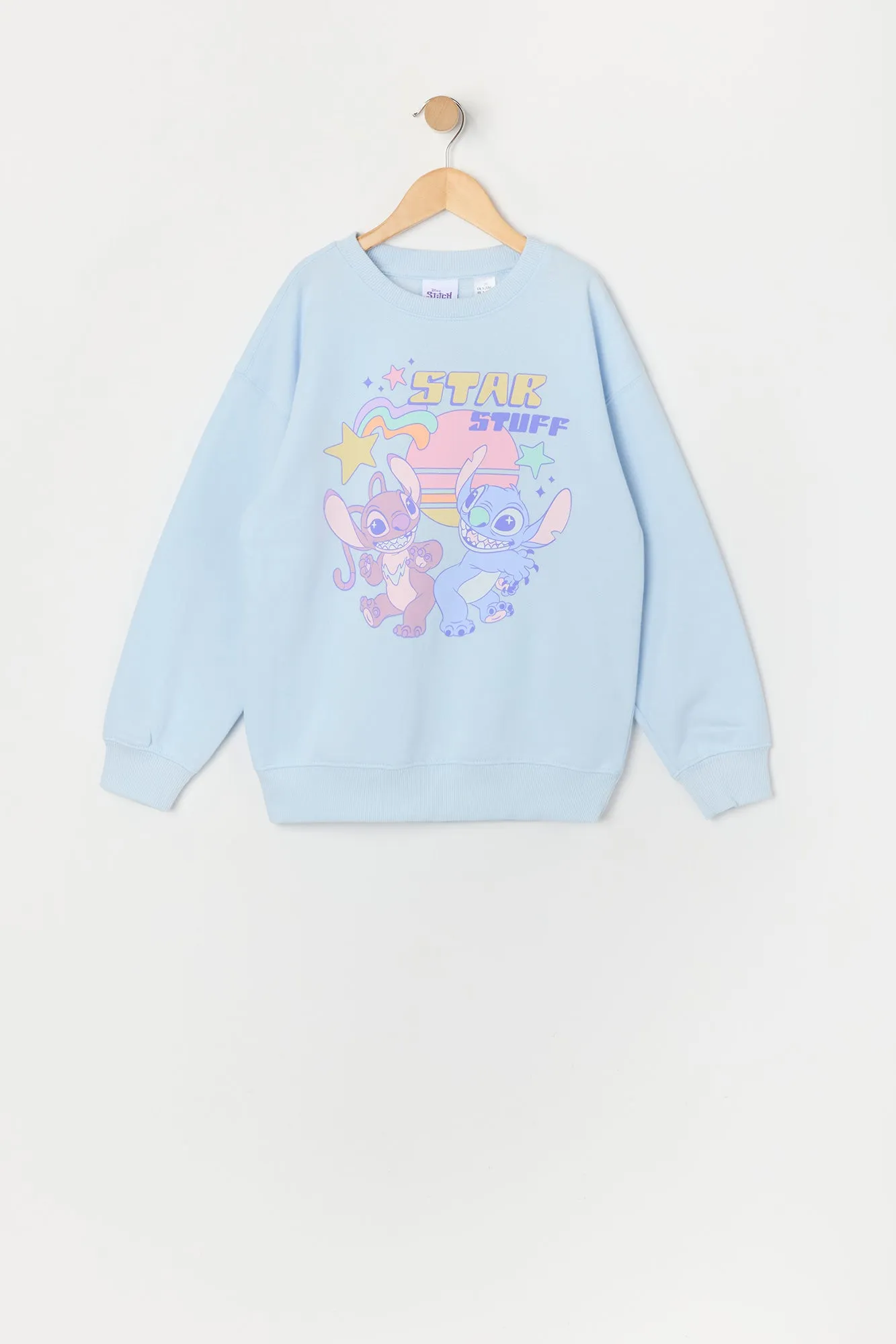 Girls Stitch and Angel Star Stuff Graphic Fleece Sweatshirt sold by Urban Planet