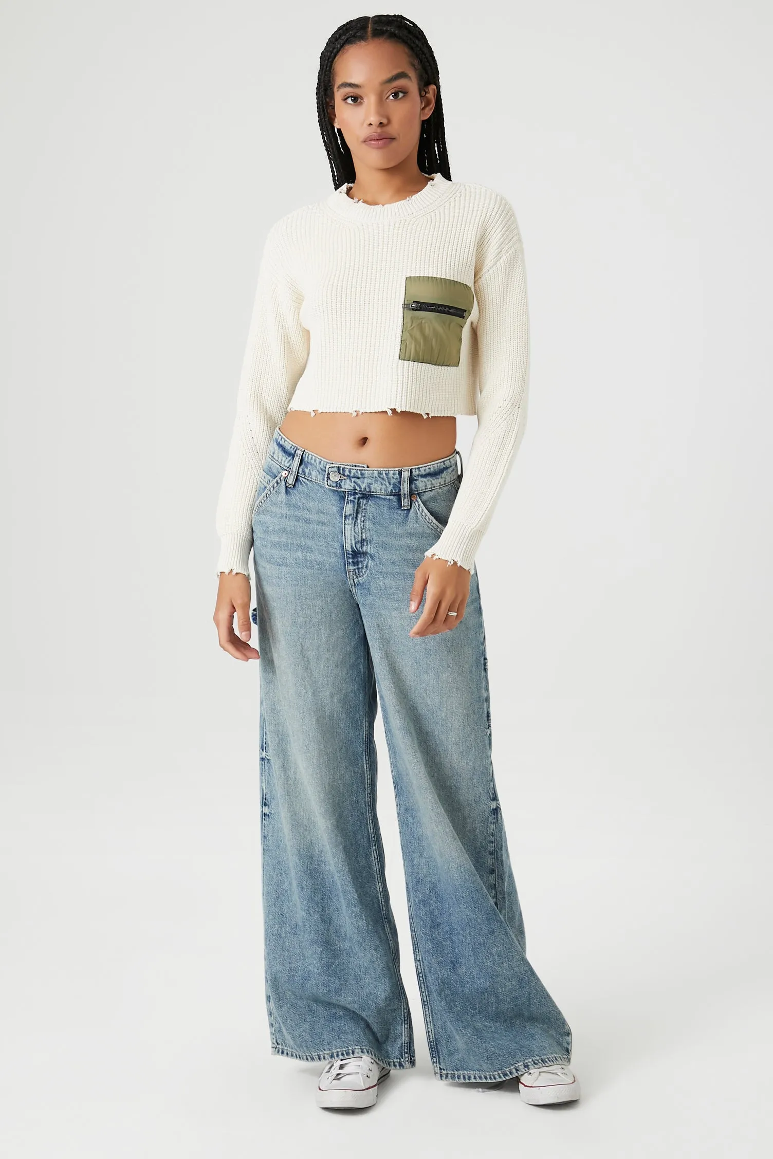 Chandail d'aspect usé avec poche à fermeture à glissière sold by Urban Planet product image thumbnail 4