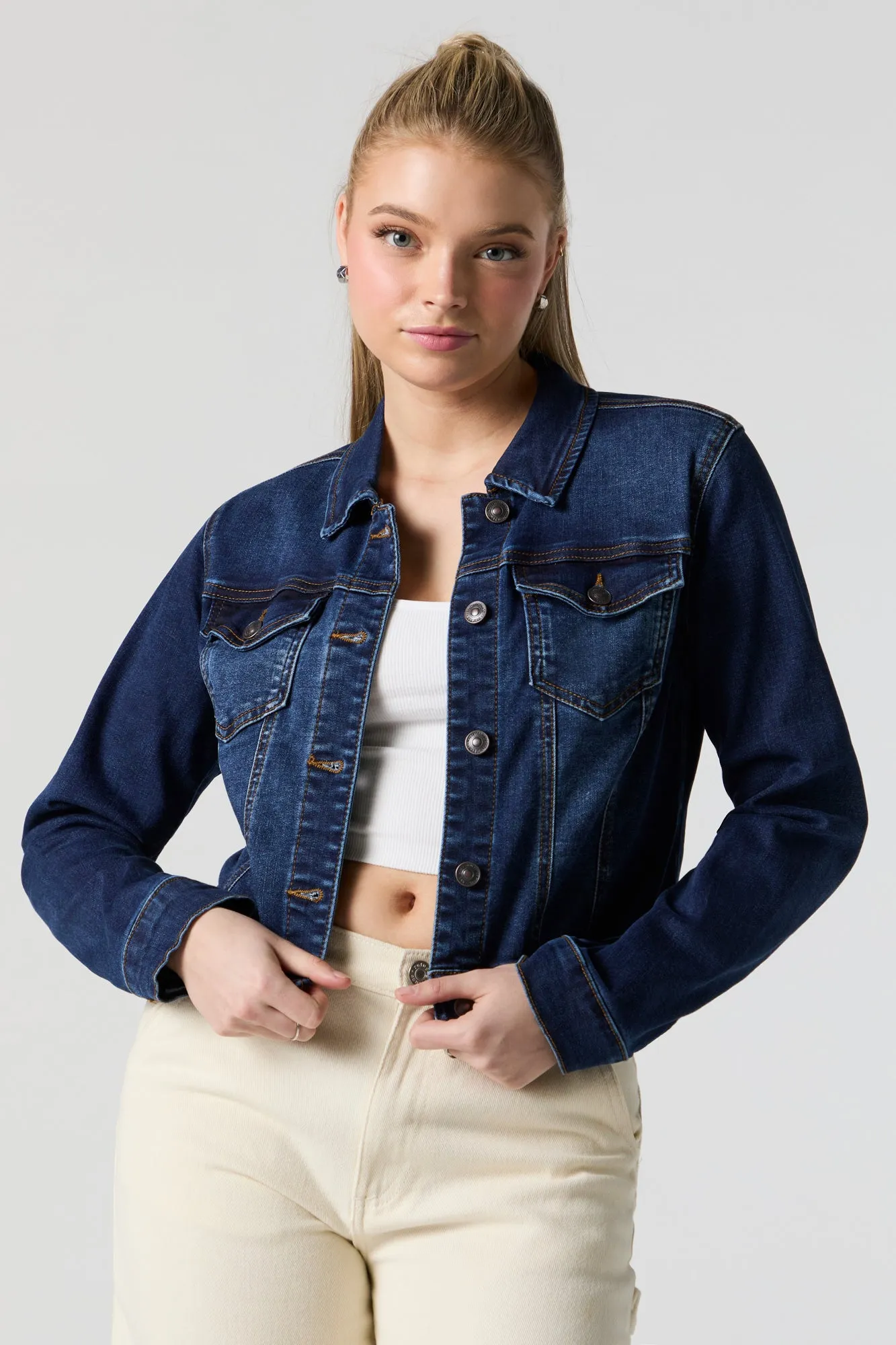 Cropped Denim Jacket sold by Urban Planet