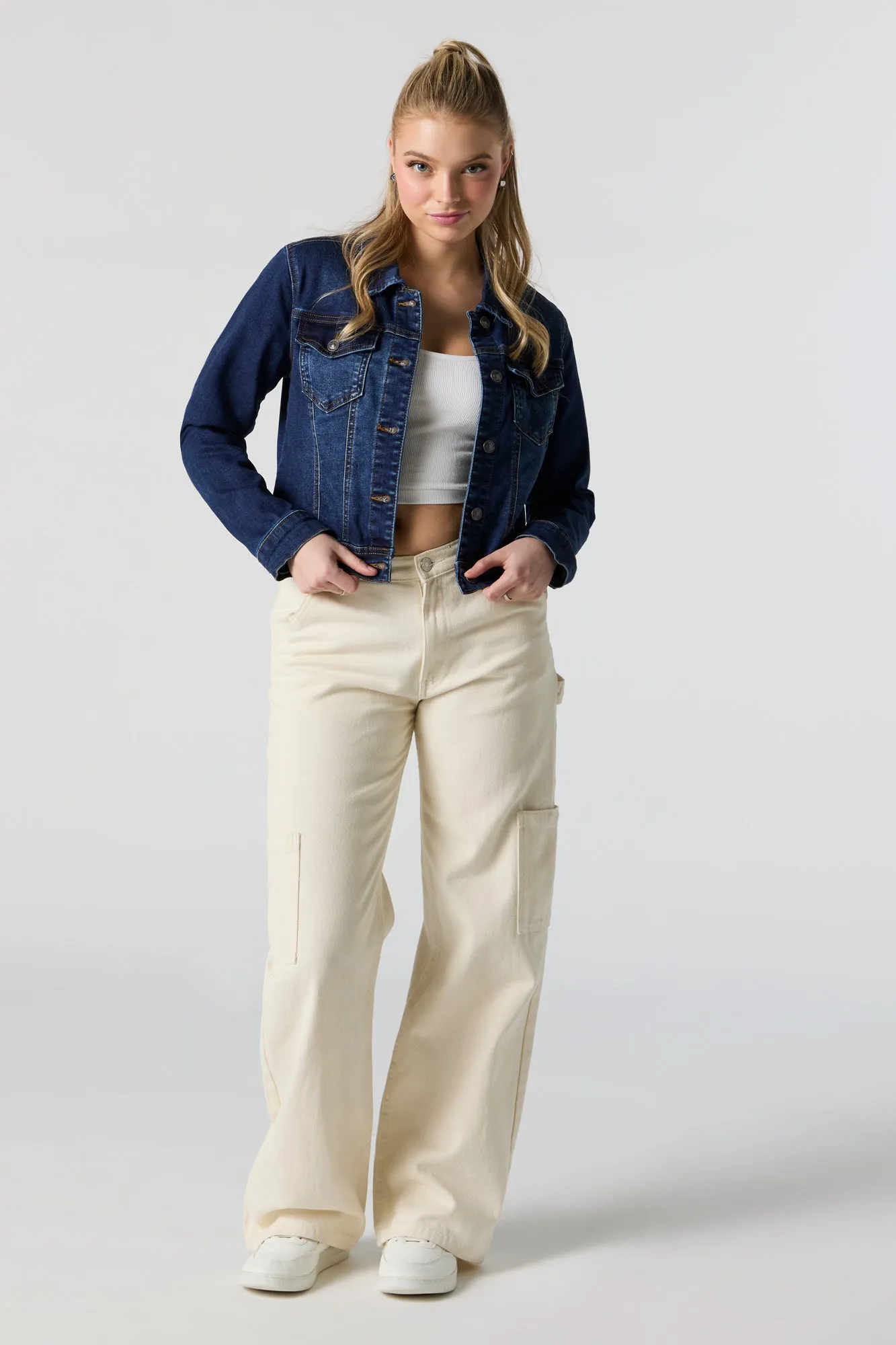 Cropped Denim Jacket sold by Urban Planet product image thumbnail 3