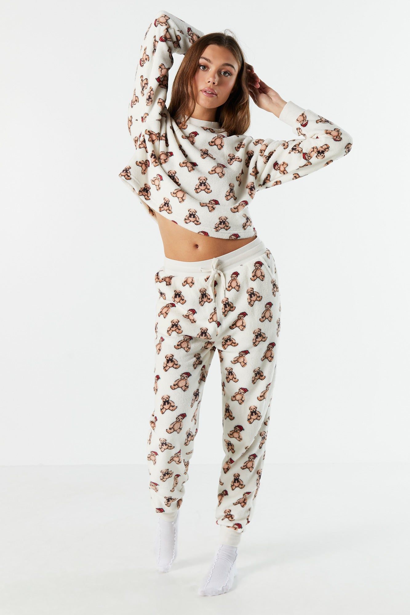 Plush Xmas Teddy Pajama Top sold by Urban Planet