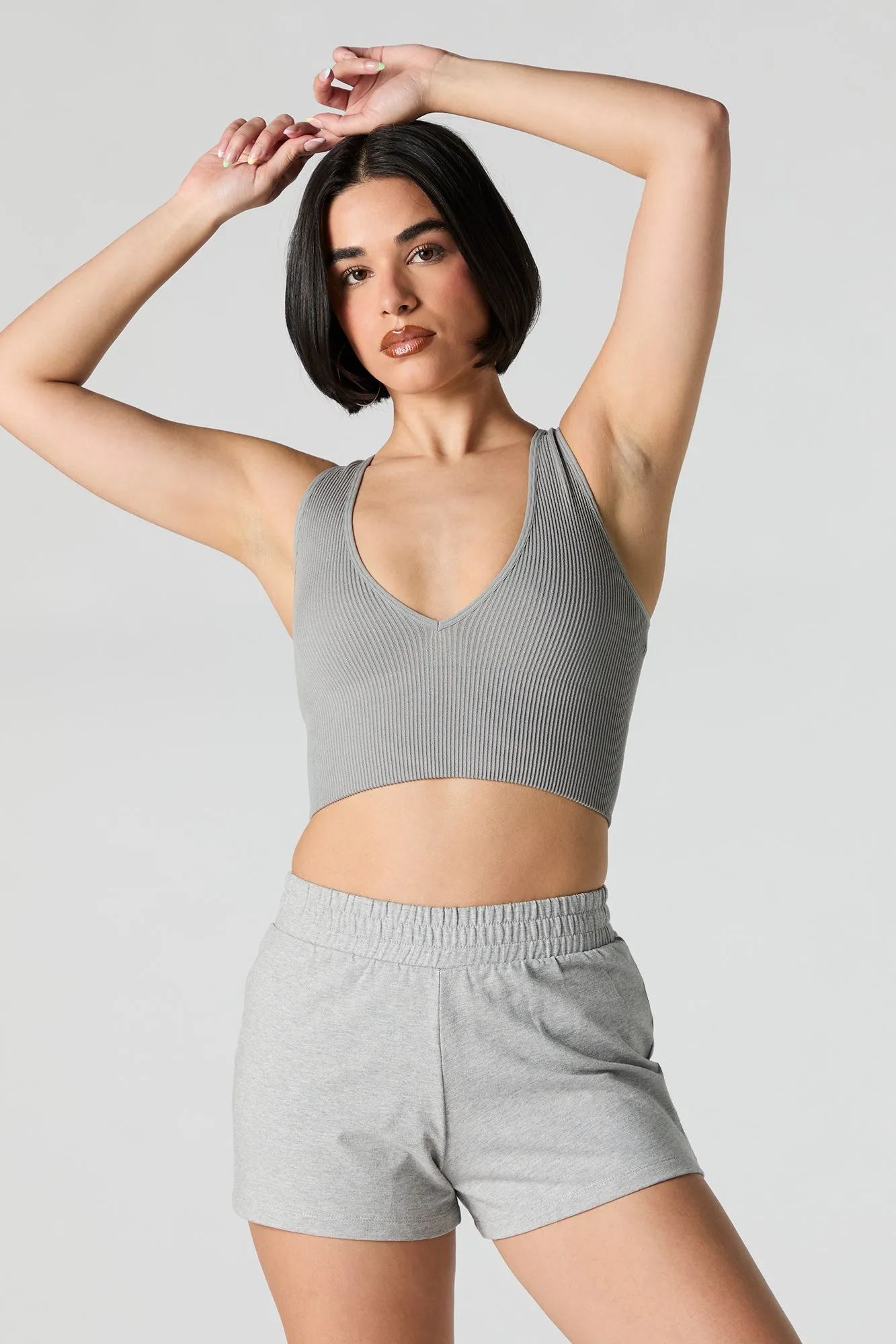 Débardeur court côtelé sans couture à encolure en V sold by Urban Planet product image thumbnail 5