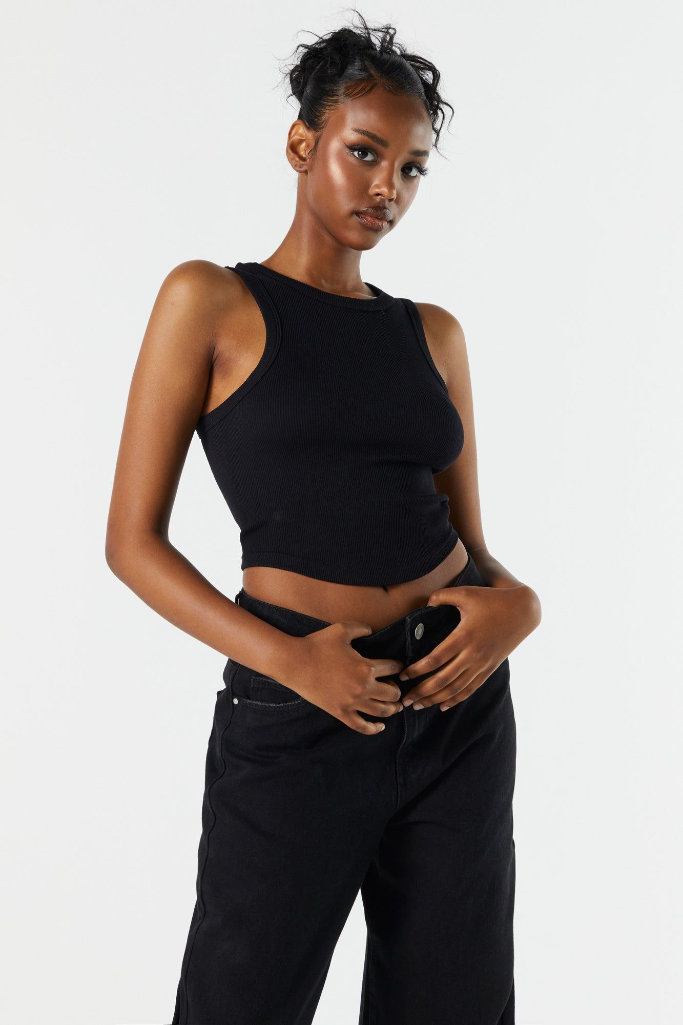 Seamless Ribbed High Neck Tank Top sold by Urban Planet product image thumbnail 4