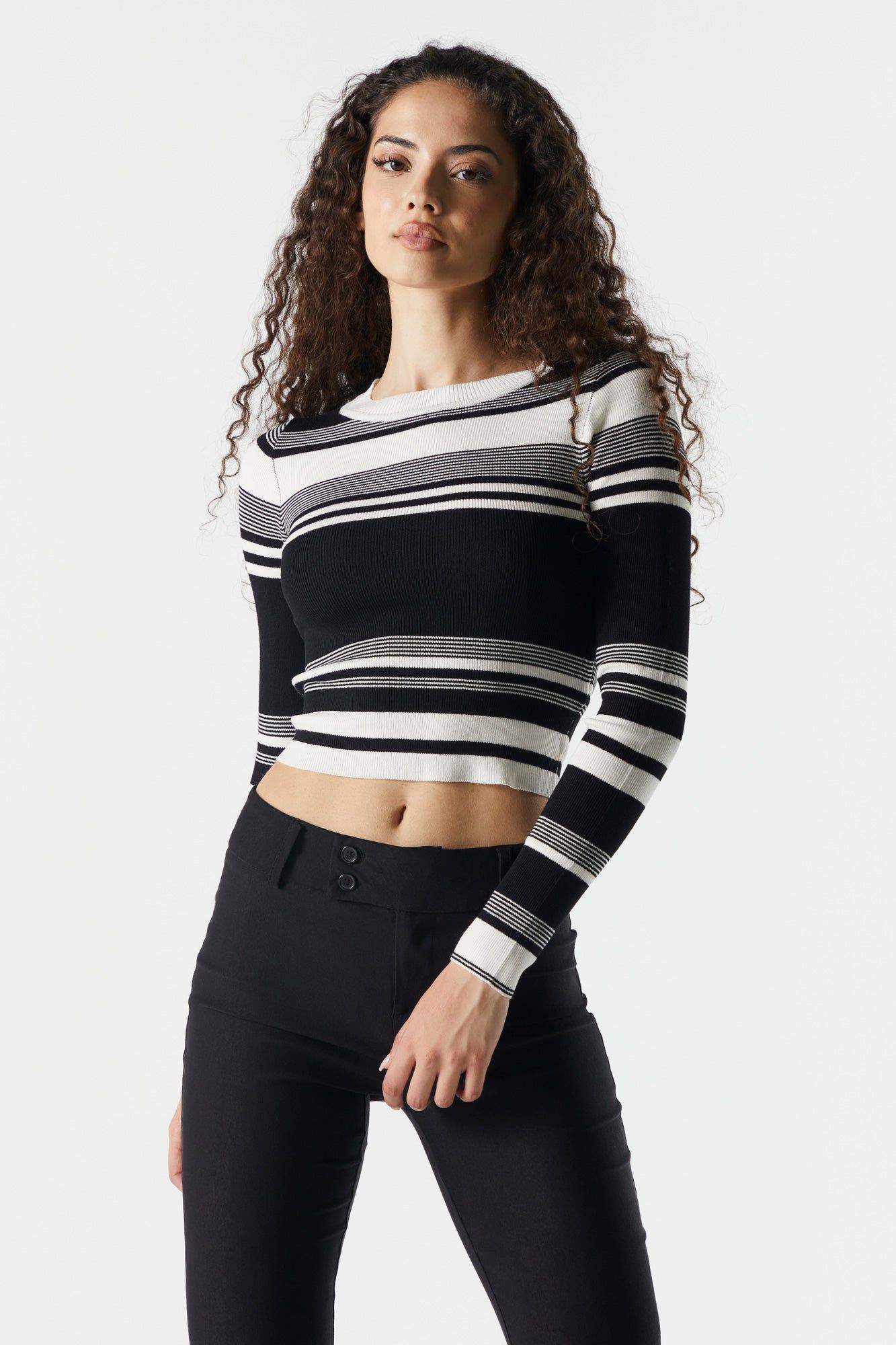 Striped Long Sleeve Crewneck Sweater sold by Urban Planet