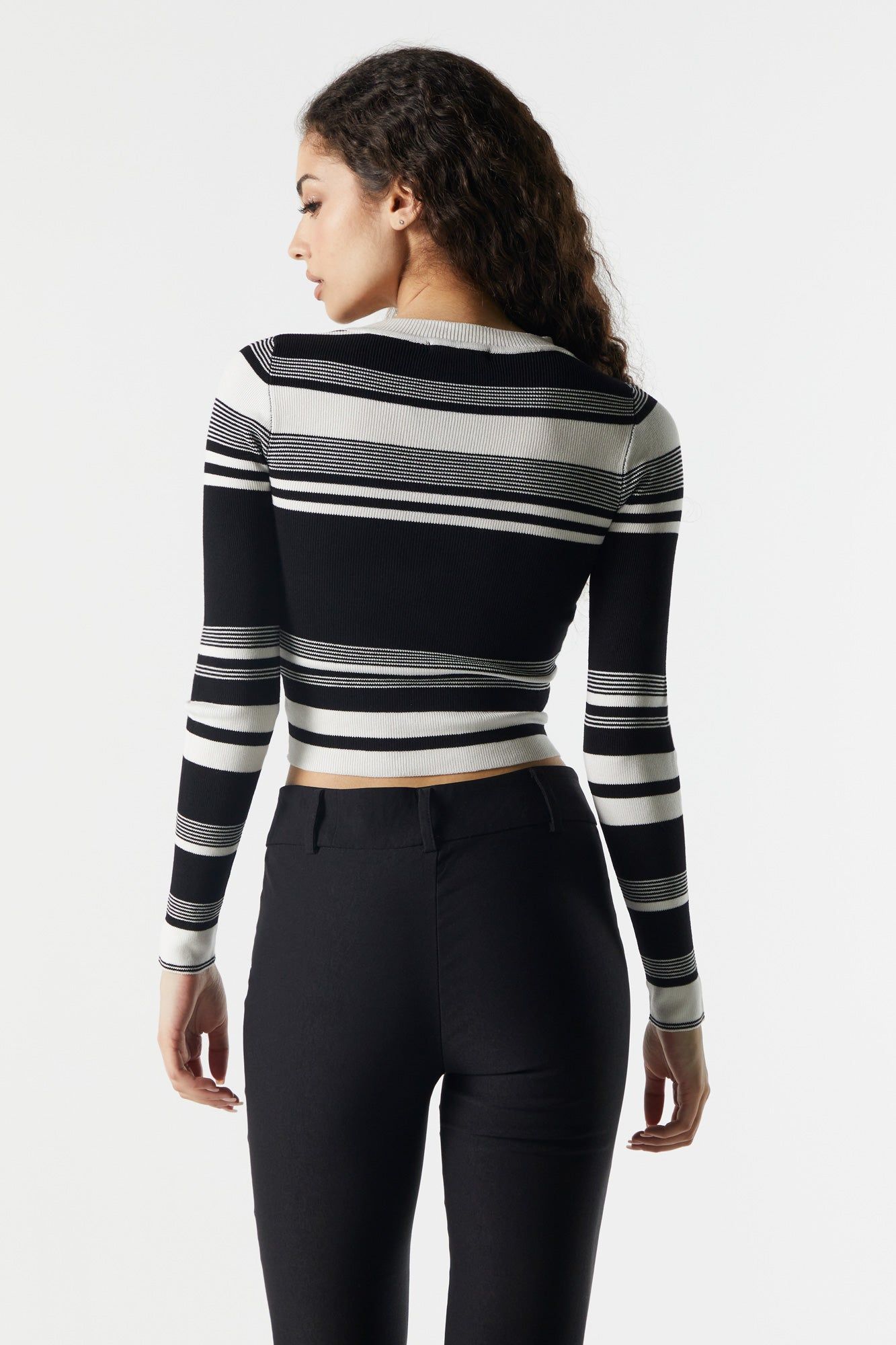 Striped Long Sleeve Crewneck Sweater sold by Urban Planet product image thumbnail 2