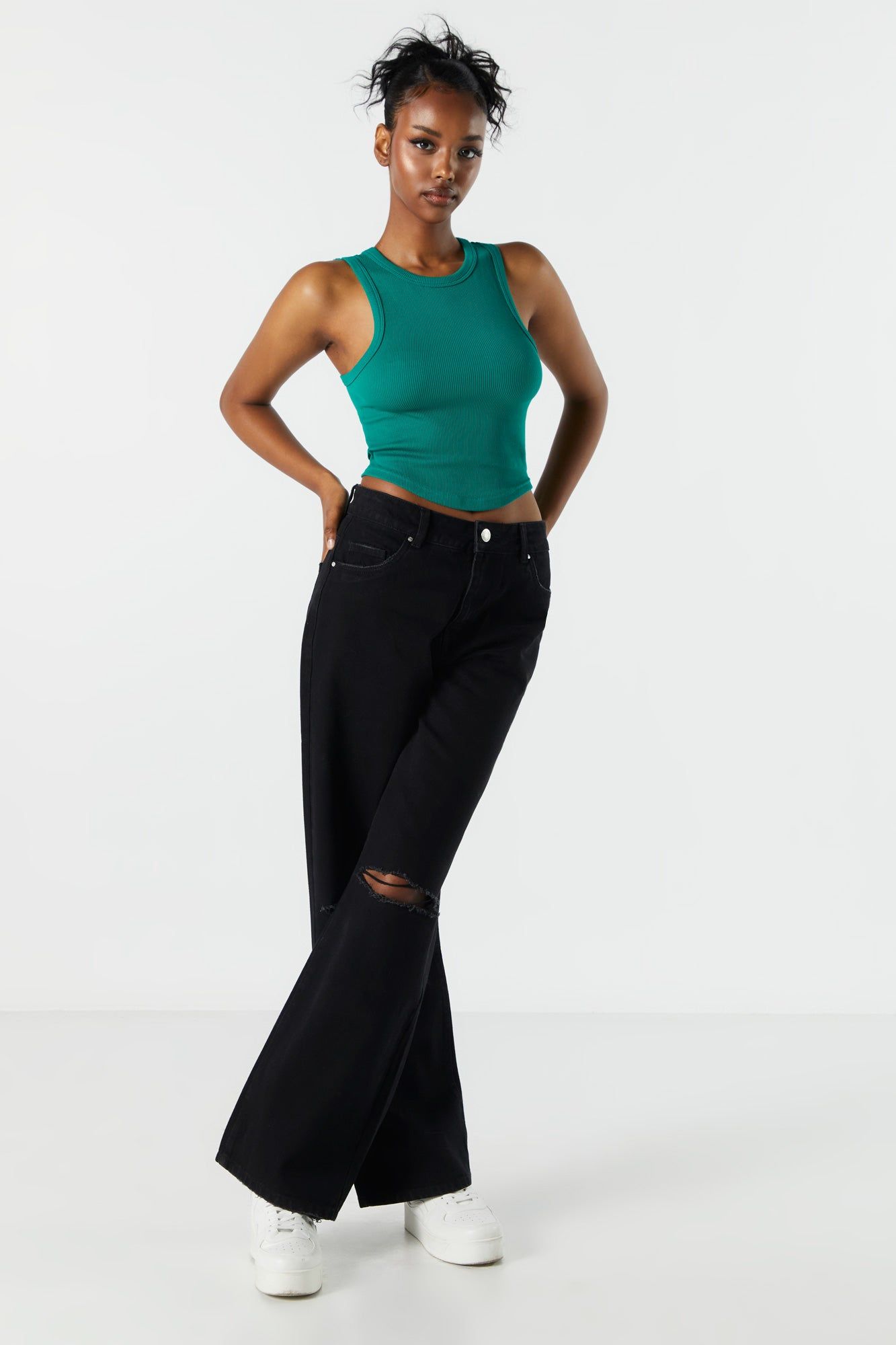 Seamless Ribbed High Neck Tank Top sold by Urban Planet product image thumbnail 3