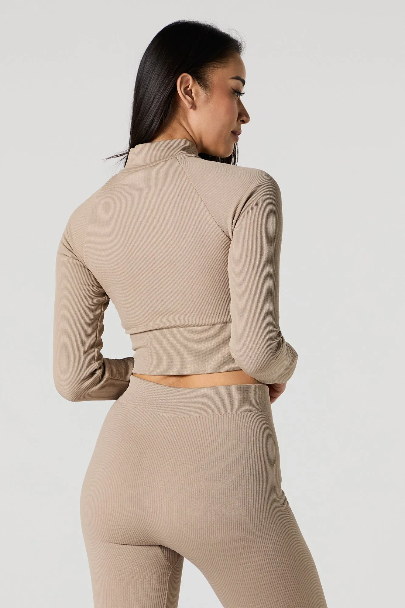 Active Seamless Ribbed Zip-Up Long Sleeve Top sold by Urban Planet product image thumbnail 2