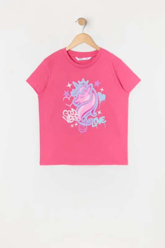 T-shirt à imprimé Licorne en graffitis pour fille sold by Urban Planet