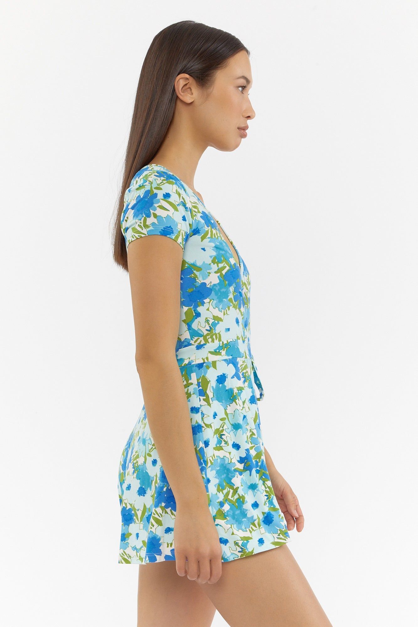 Blue Floral Print Mini Romper sold by Urban Planet product image thumbnail 3