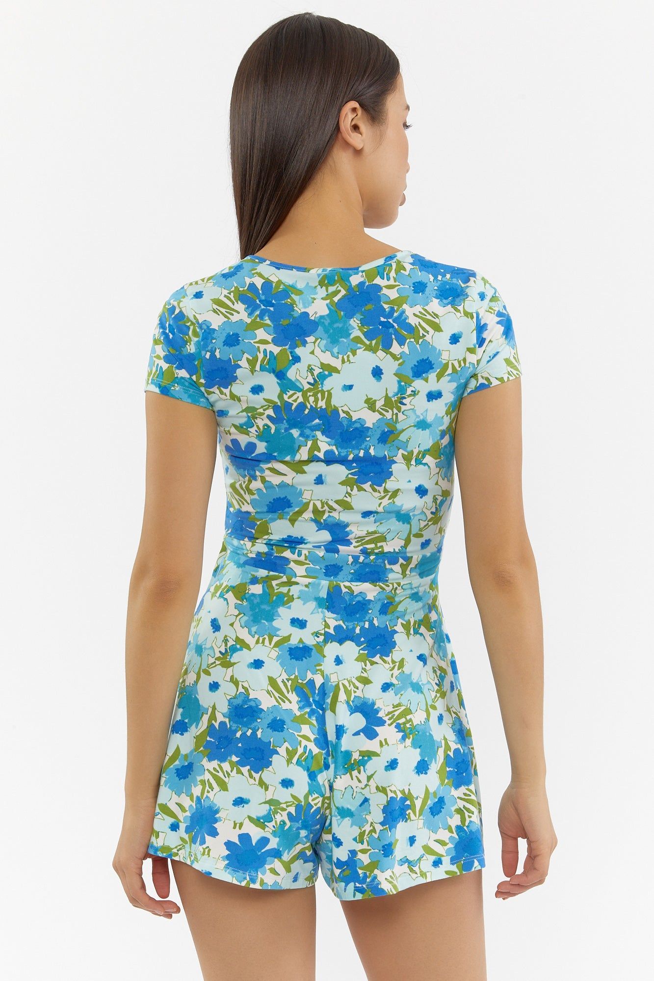 Blue Floral Print Mini Romper sold by Urban Planet product image thumbnail 2