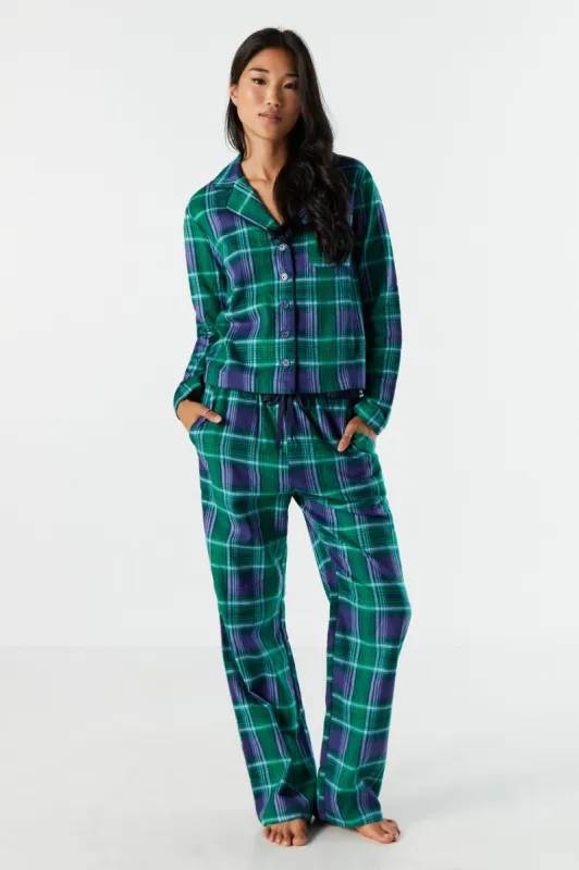 Plaid Print Flannel Pajama Pant sold by Urban Planet