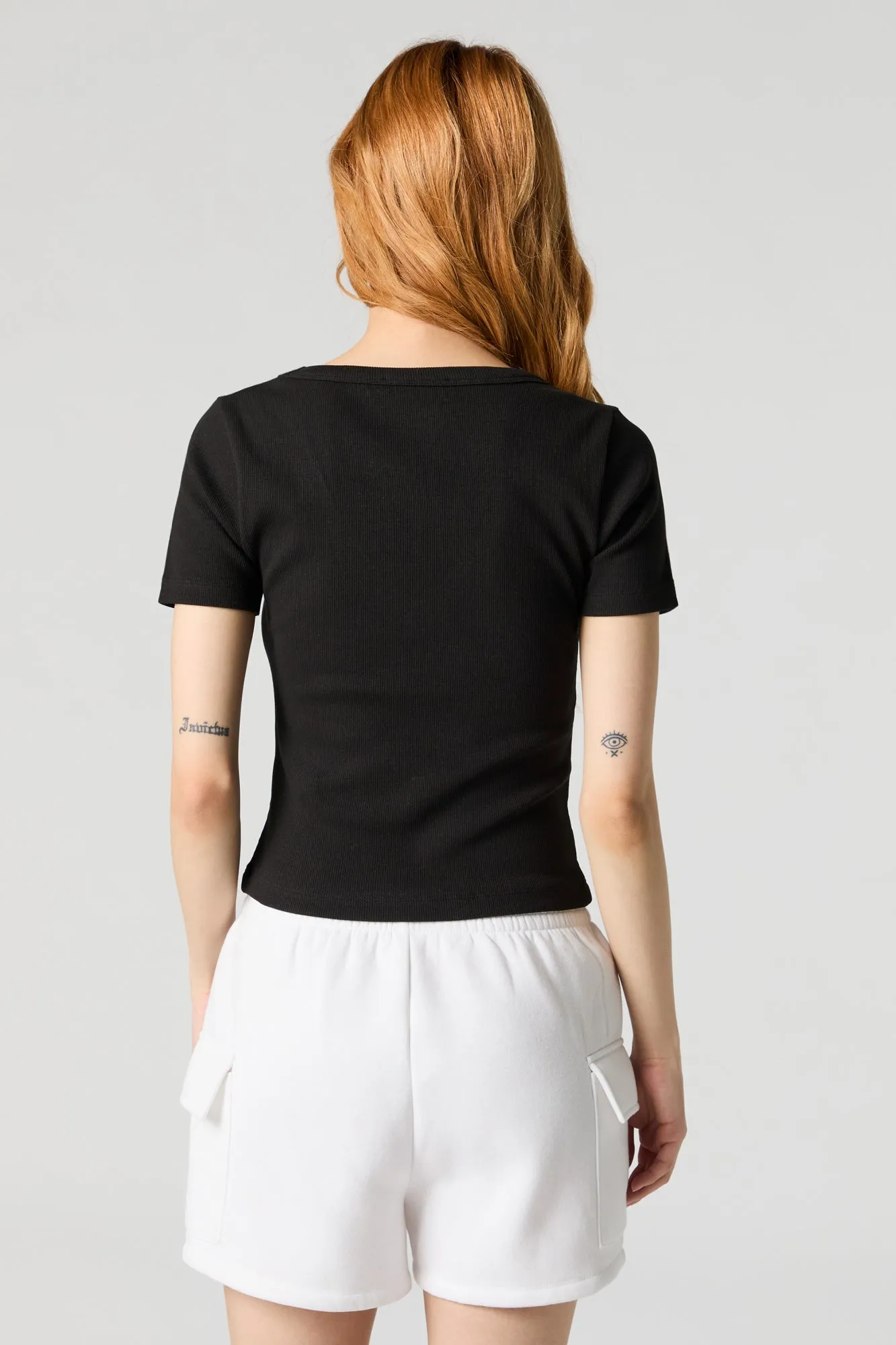 T-shirt côtelé à encolure en V sold by Urban Planet product image thumbnail 2