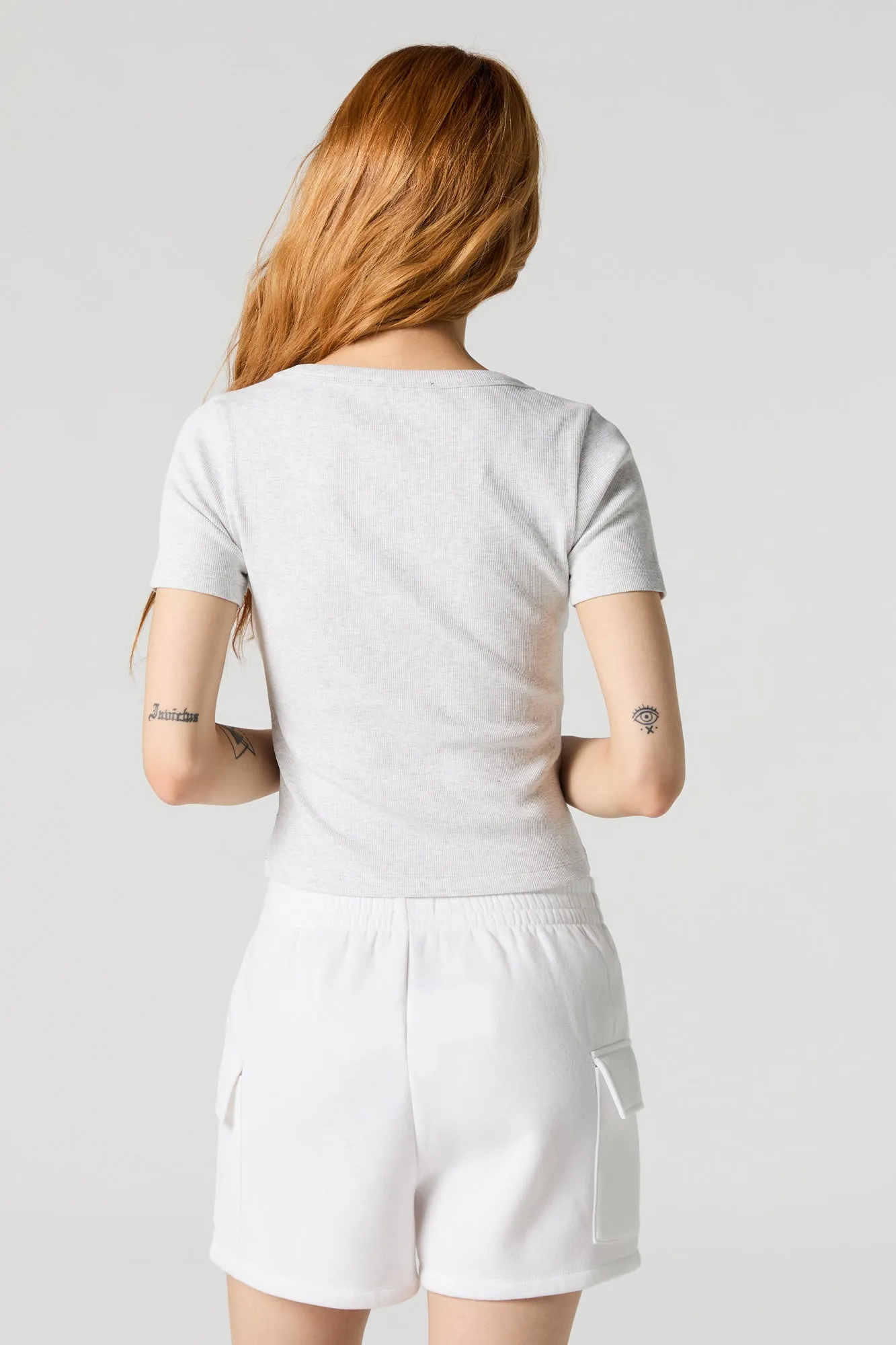 T-shirt côtelé à encolure en V sold by Urban Planet product image thumbnail 5