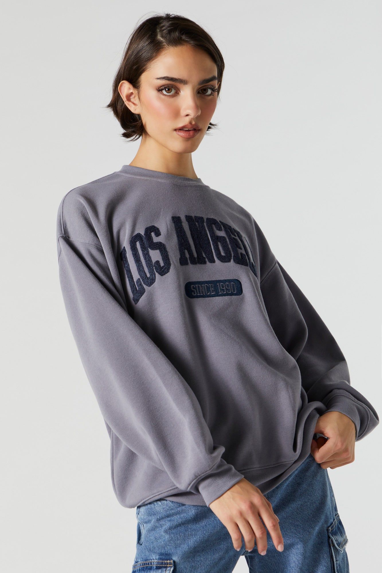 Los Angeles Chenille Embroidered Fleece Sweatshirt sold by Urban Planet