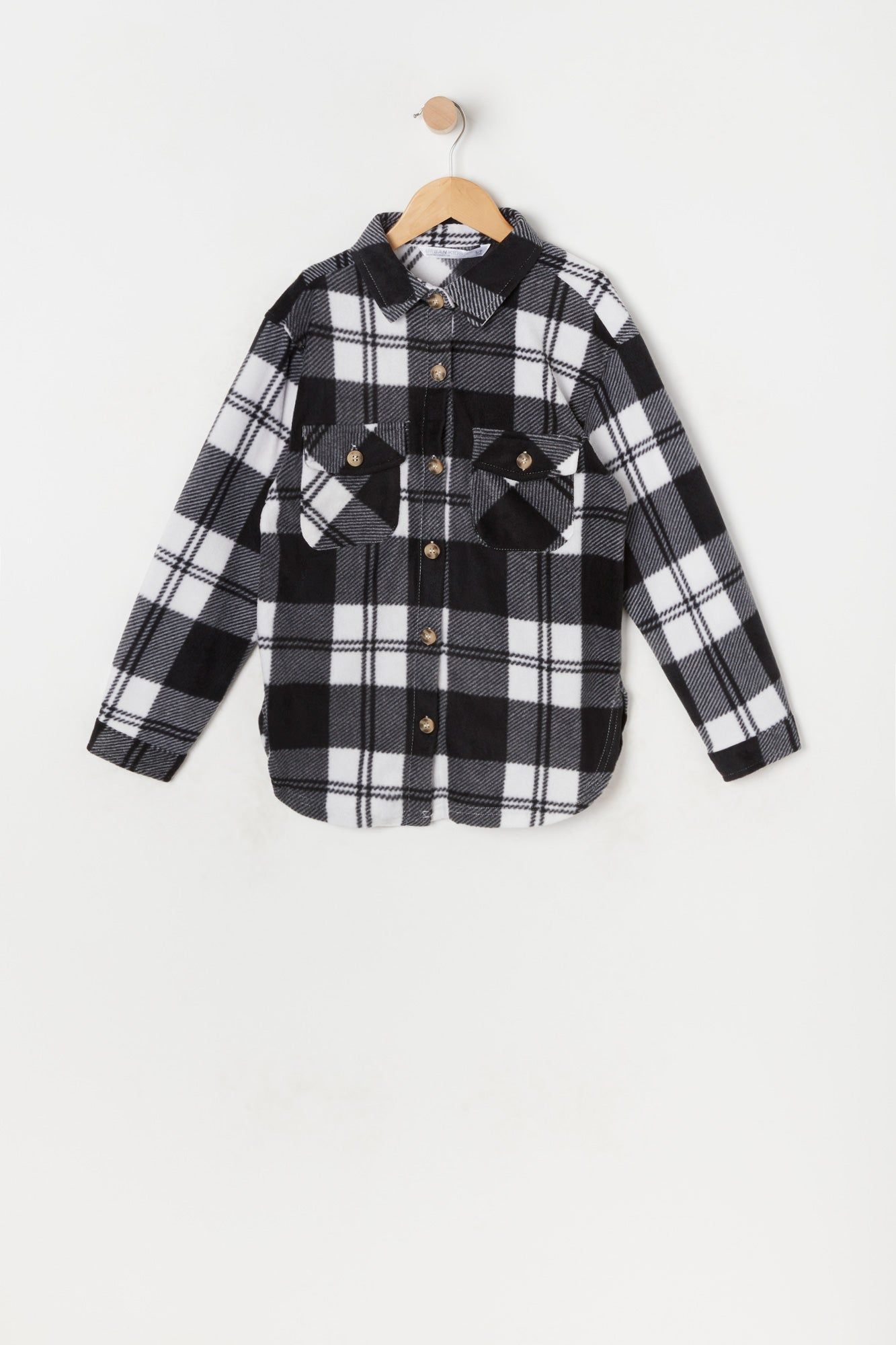 Girls Plaid Polar Fleece Shacket sold by Urban Planet