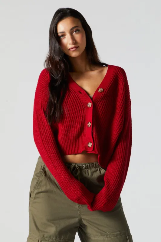 Knit Button-Up Cardigan sold by Urban Planet